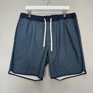 Fair Harbor Anchor Swim Trunks Mens XL Blue Printed Stretch Lined Boardshorts